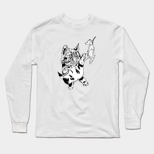 Funny Playing Cat Long Sleeve T-Shirt